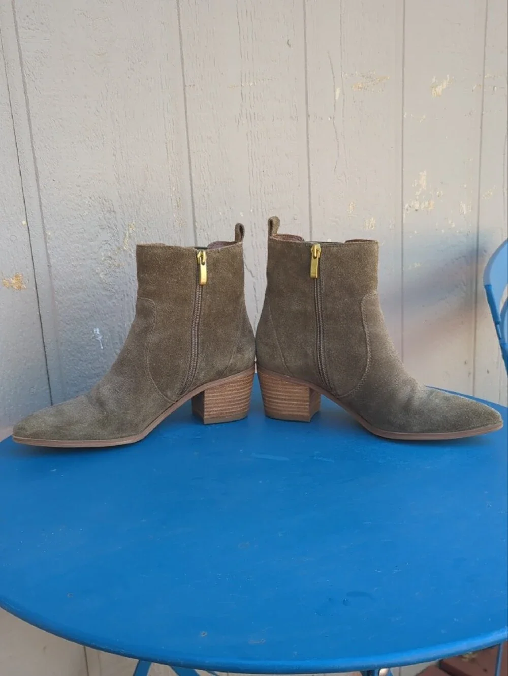Franco Sarto Olive Suede Ankle Boots